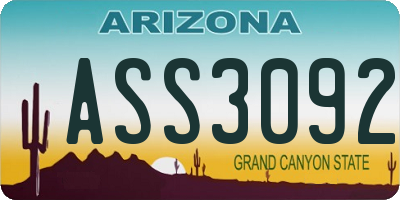 AZ license plate ASS3092