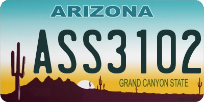 AZ license plate ASS3102