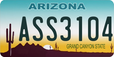AZ license plate ASS3104