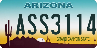 AZ license plate ASS3114