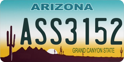 AZ license plate ASS3152
