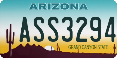 AZ license plate ASS3294