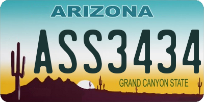 AZ license plate ASS3434