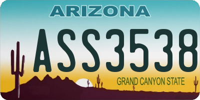 AZ license plate ASS3538