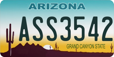 AZ license plate ASS3542