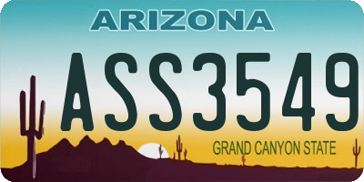 AZ license plate ASS3549