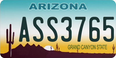 AZ license plate ASS3765