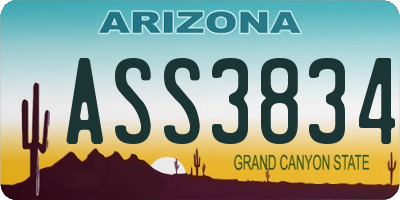 AZ license plate ASS3834