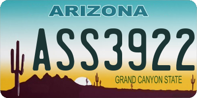 AZ license plate ASS3922