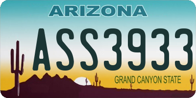AZ license plate ASS3933