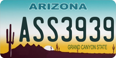 AZ license plate ASS3939