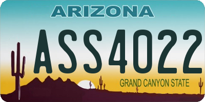 AZ license plate ASS4022