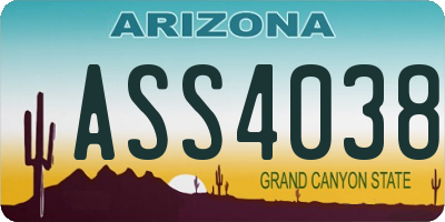 AZ license plate ASS4038