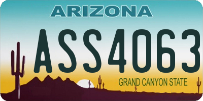 AZ license plate ASS4063