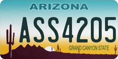AZ license plate ASS4205