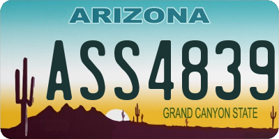 AZ license plate ASS4839