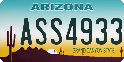 AZ license plate ASS4933