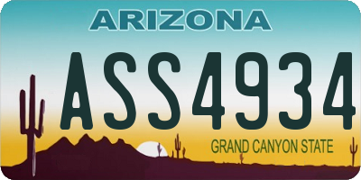 AZ license plate ASS4934