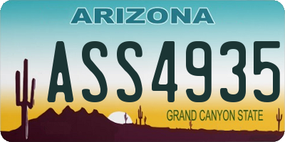 AZ license plate ASS4935