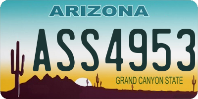 AZ license plate ASS4953