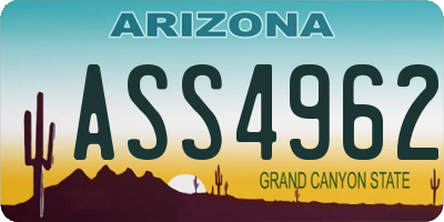 AZ license plate ASS4962
