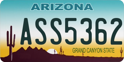 AZ license plate ASS5362