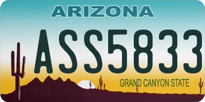 AZ license plate ASS5833