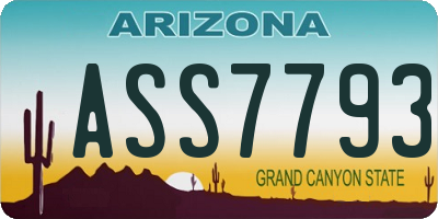 AZ license plate ASS7793