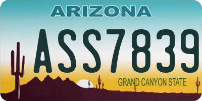 AZ license plate ASS7839