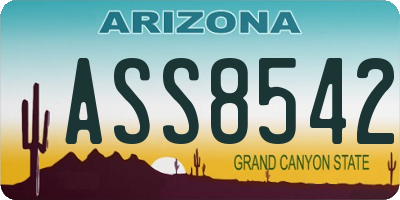 AZ license plate ASS8542