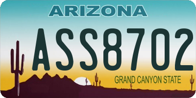 AZ license plate ASS8702