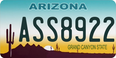 AZ license plate ASS8922