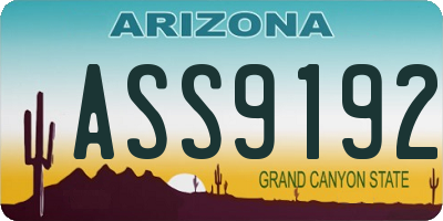 AZ license plate ASS9192