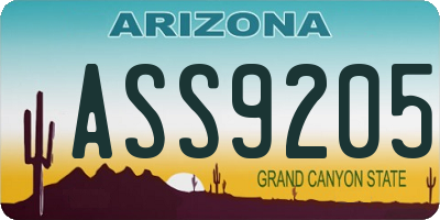 AZ license plate ASS9205