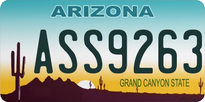 AZ license plate ASS9263