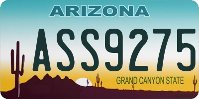 AZ license plate ASS9275