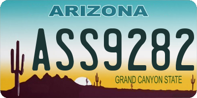 AZ license plate ASS9282