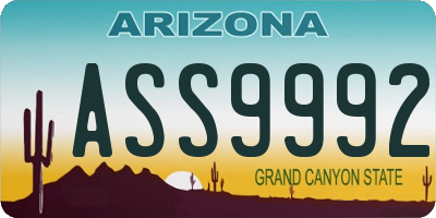 AZ license plate ASS9992