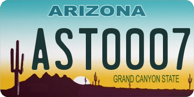 AZ license plate AST0007