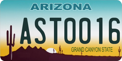 AZ license plate AST0016