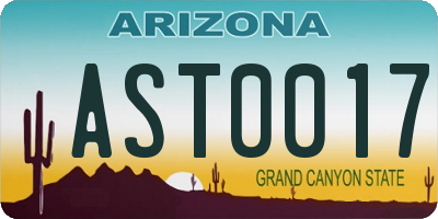 AZ license plate AST0017