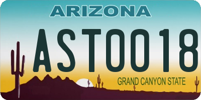 AZ license plate AST0018