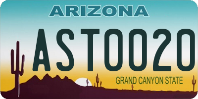 AZ license plate AST0020
