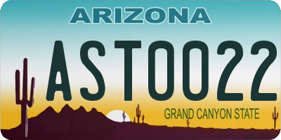 AZ license plate AST0022