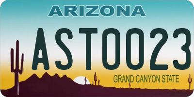 AZ license plate AST0023