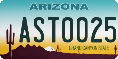 AZ license plate AST0025