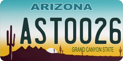 AZ license plate AST0026