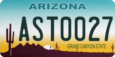 AZ license plate AST0027