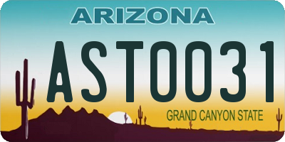 AZ license plate AST0031