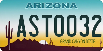 AZ license plate AST0032